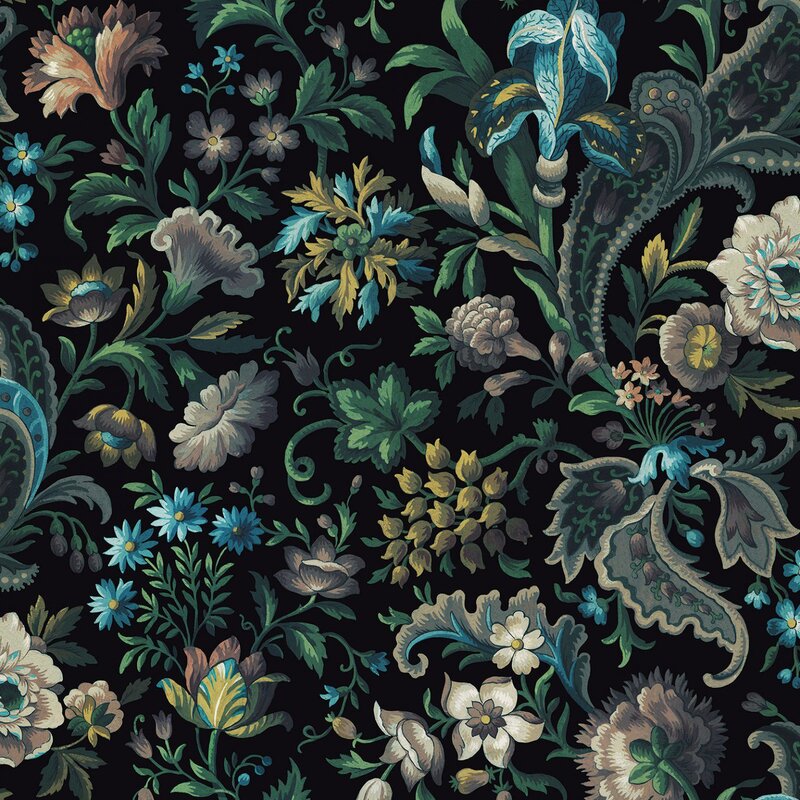 Floral Wallpaper Pattern — Black, Ornate