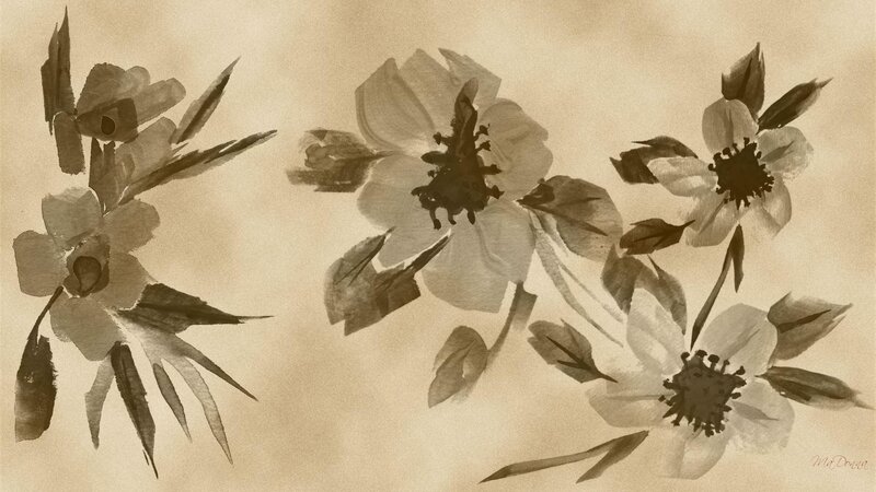 Floral Watercolor Painting — Brown