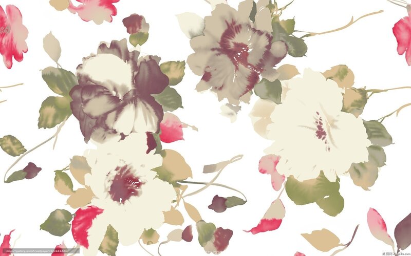 Floral Watercolor Pattern — White