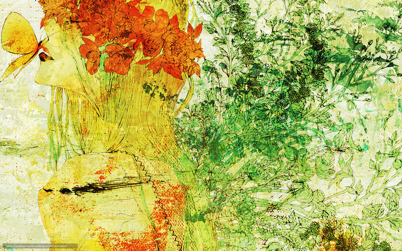Floral woman in nature