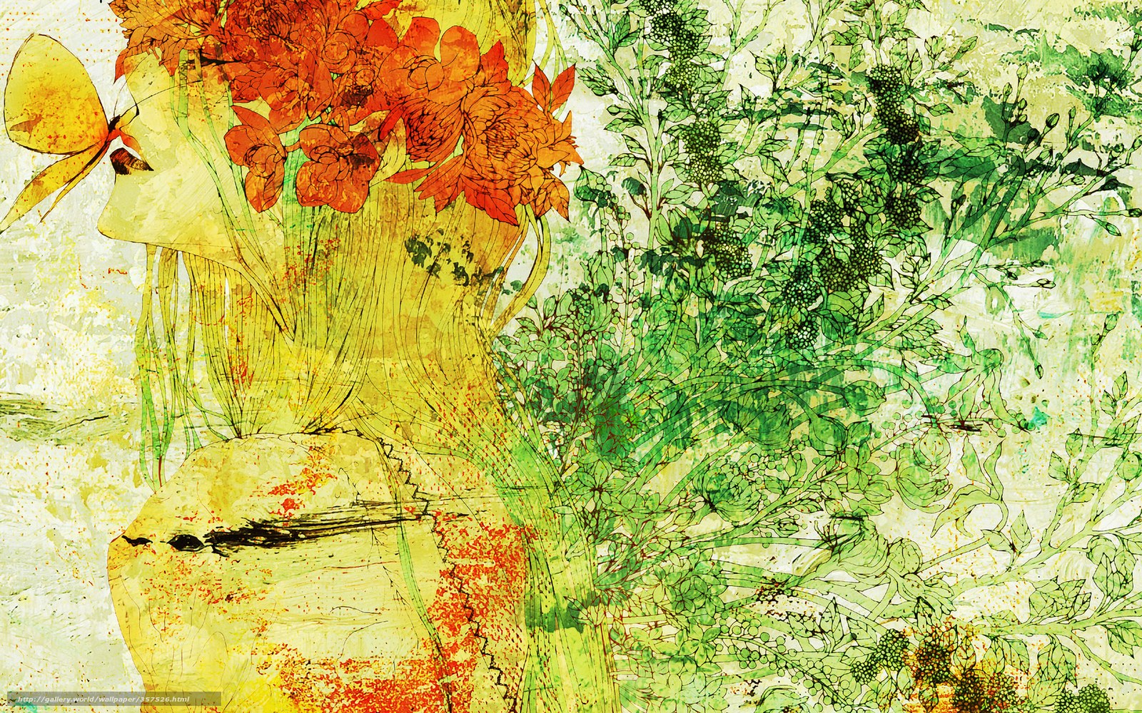 Floral woman in nature