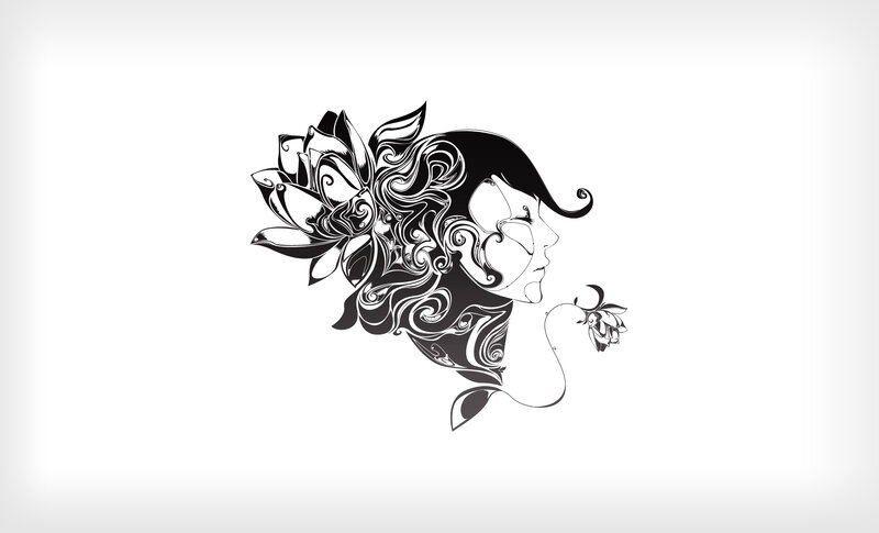 floral woman profile art