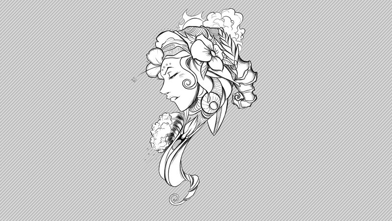 floral woman profile illustration