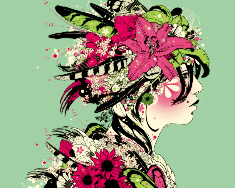 floral woman profile