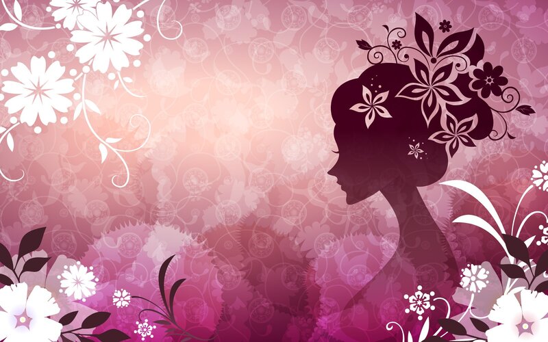 floral woman silhouette