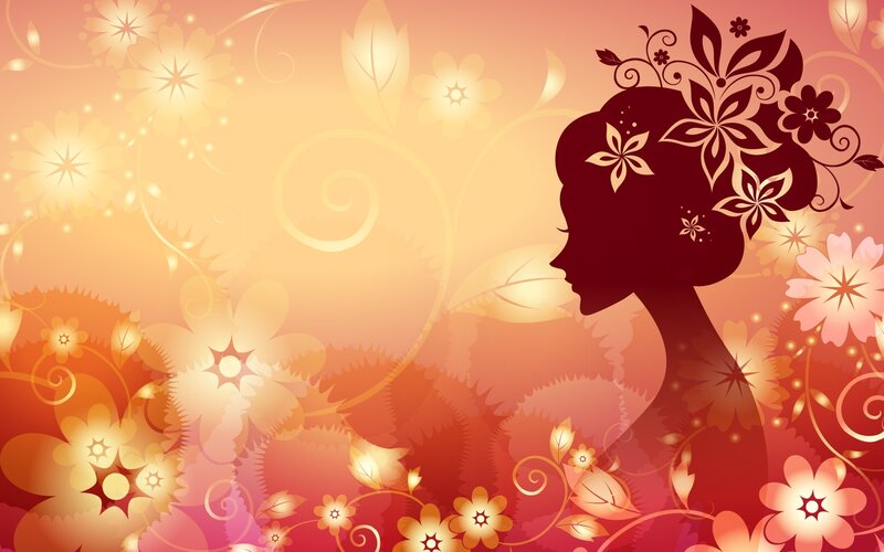 floral woman silhouette