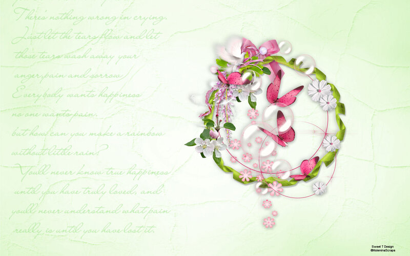 Floral Wreath with Butterflies — Green