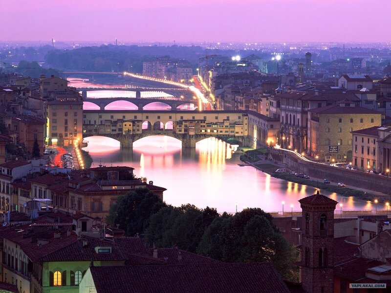 Florence at dusk with Ponte Vecchio