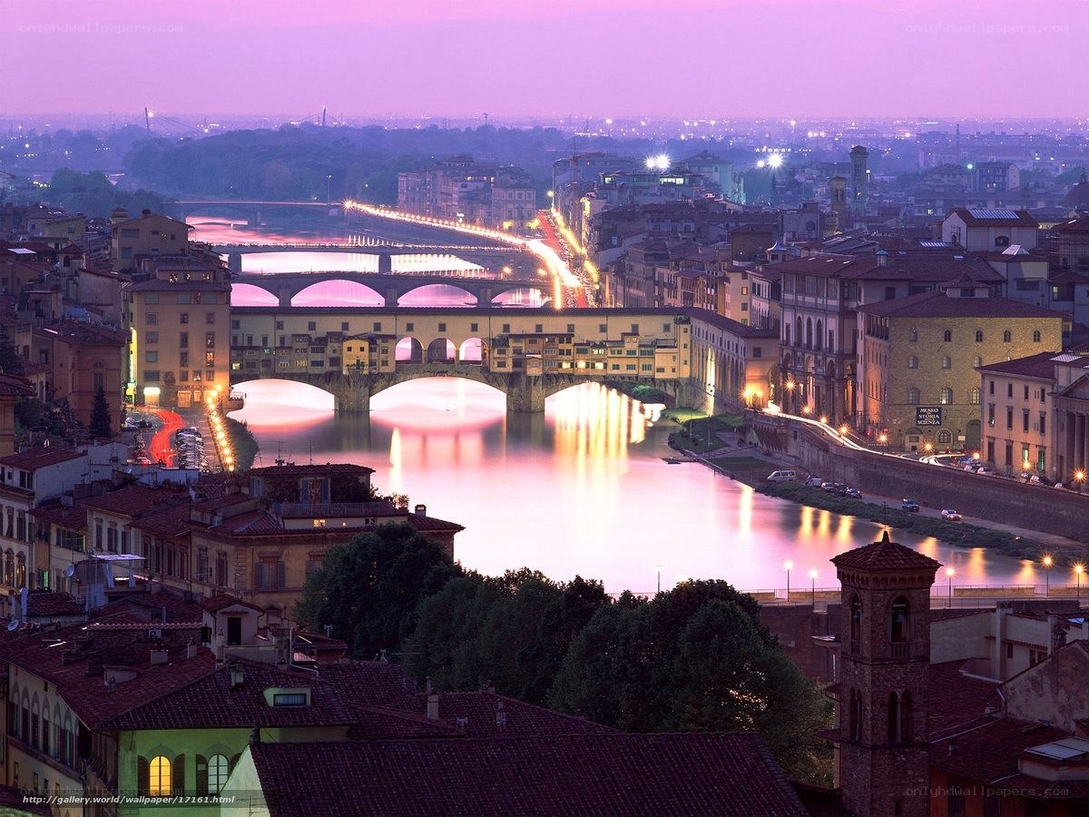 Florence at dusk with Ponte Vecchio