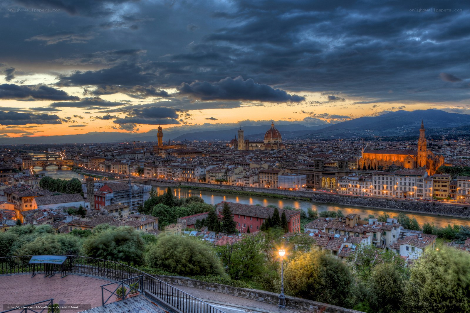 Florence cityscape at dusk