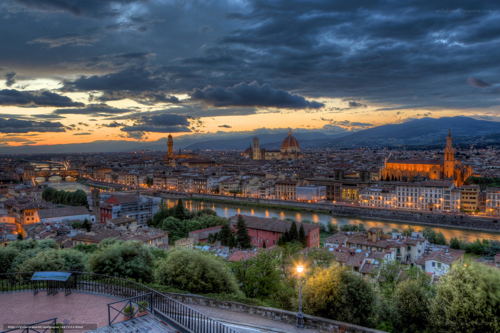 Florence cityscape at dusk