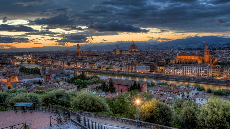 Florence Cityscape at Dusk — Orange, Dramatic
