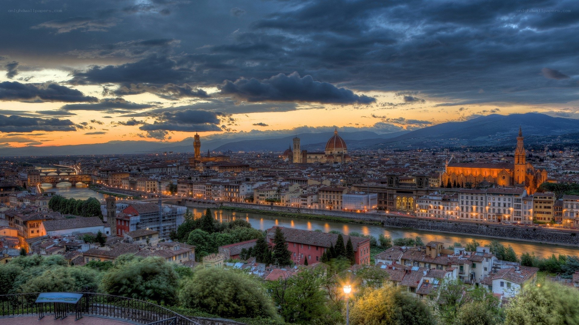 Florence cityscape at dusk