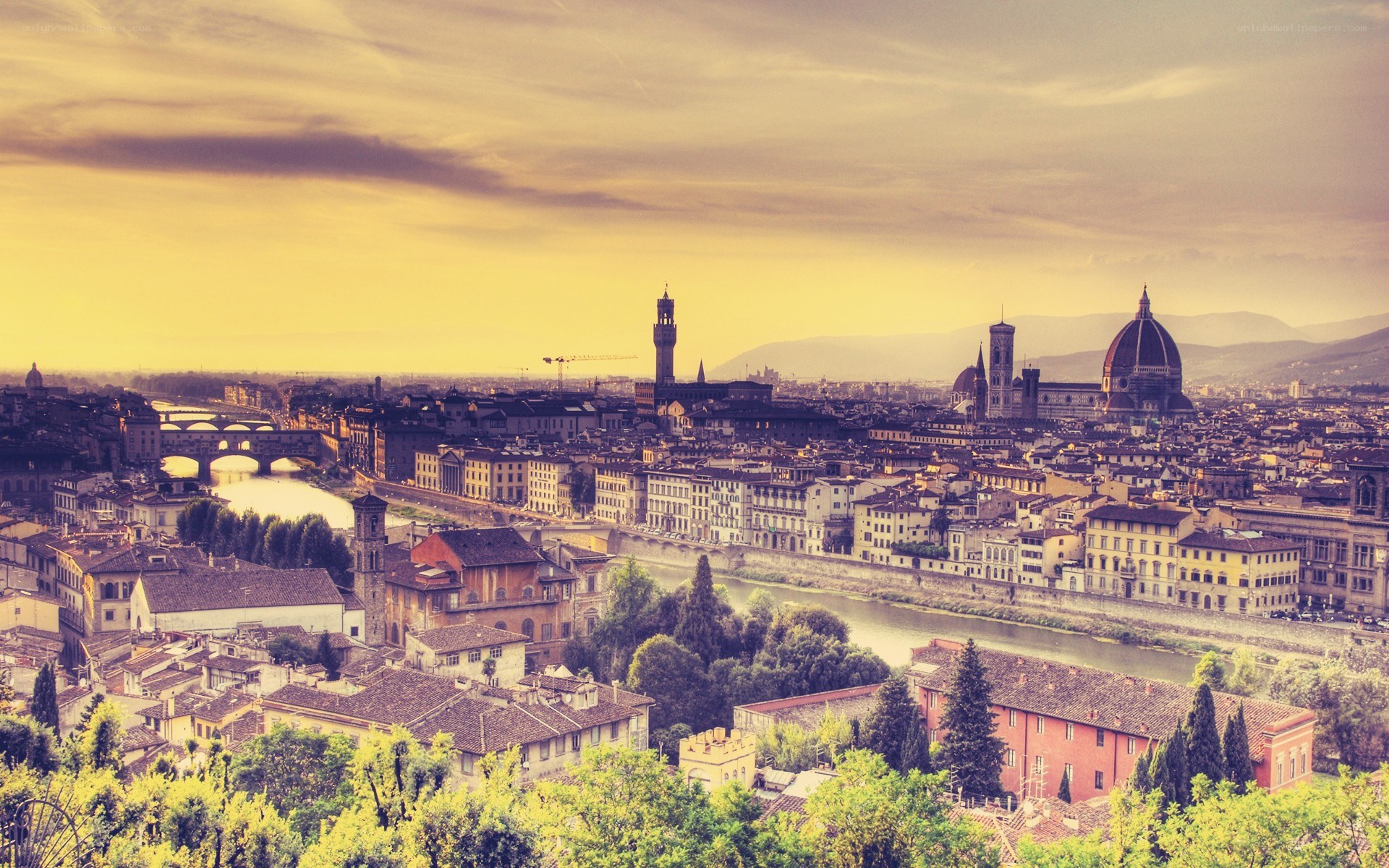 Florence cityscape at sunset