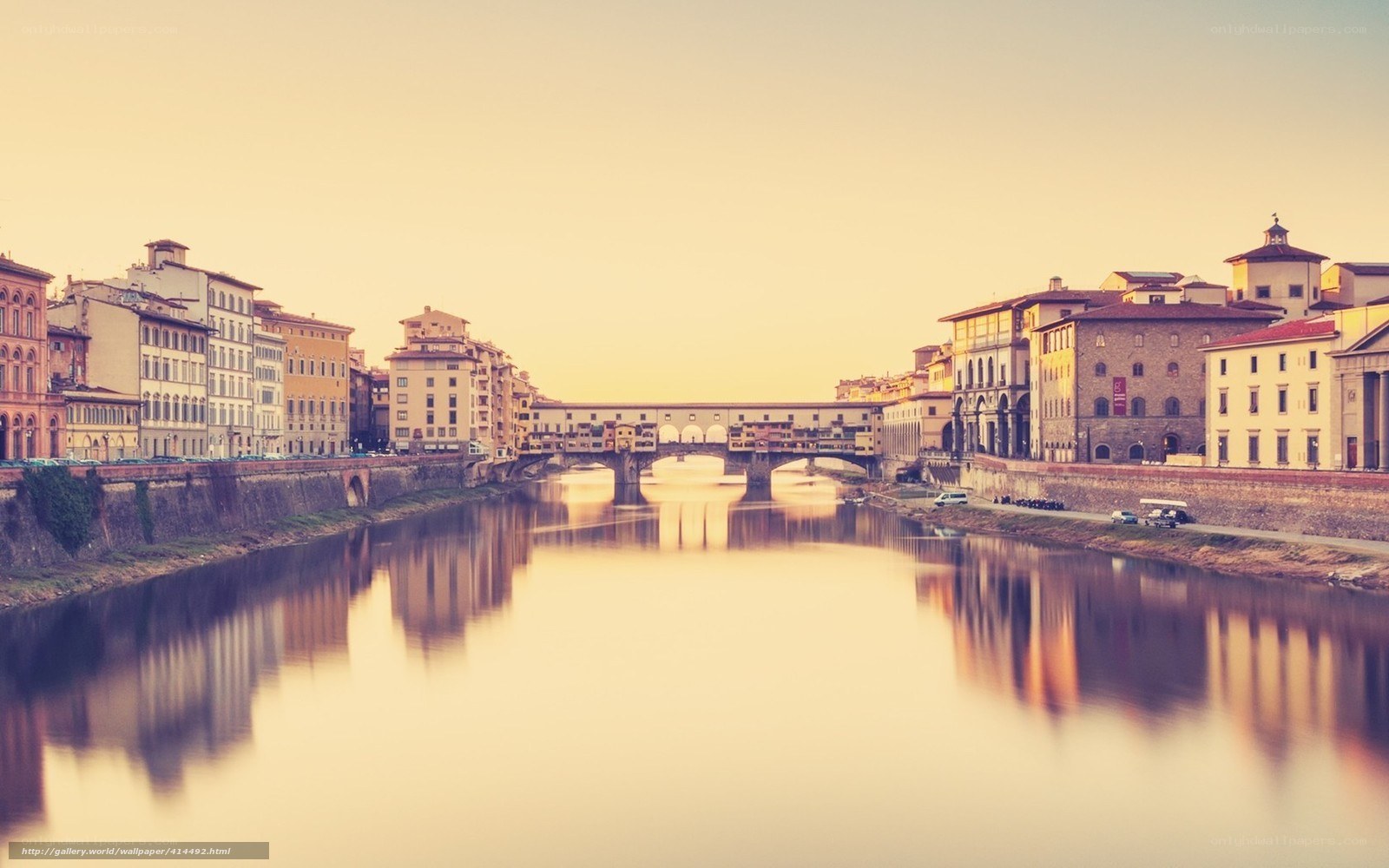 Florence river scene at sunset