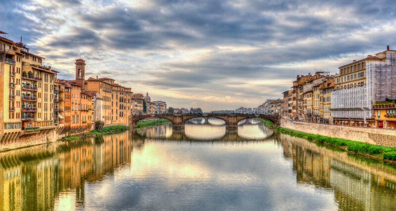 Florence river scene with bridge