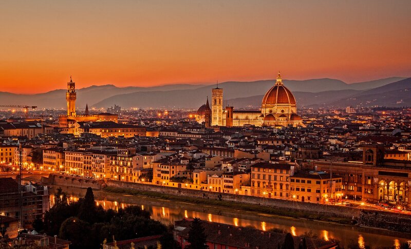 Florence Skyline at Dusk — Orange, Serene