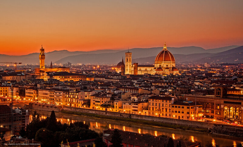 Florence Skyline at Dusk — Orange