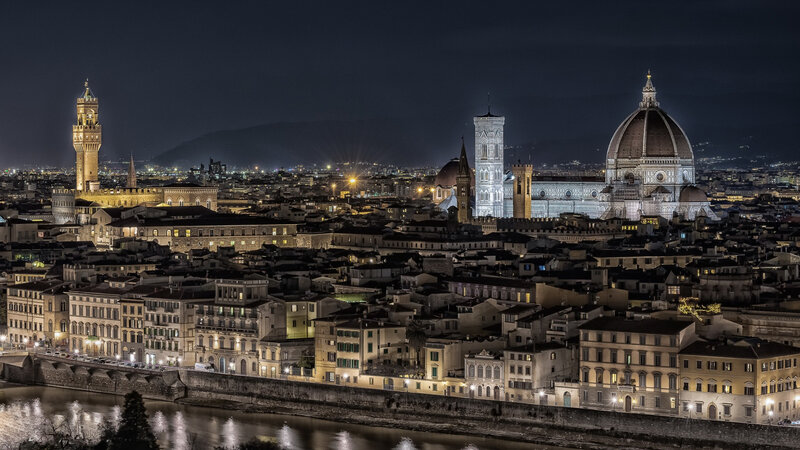 Florence Skyline at Night — Black