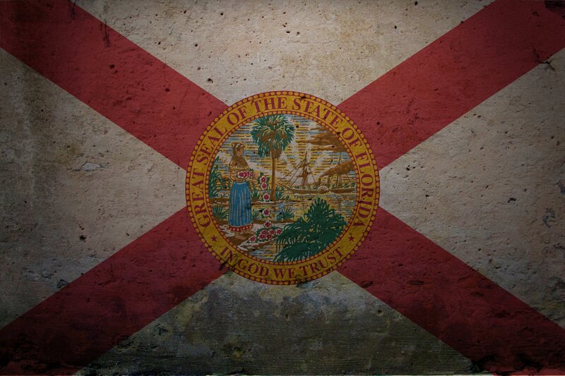 Florida state flag on textured wall