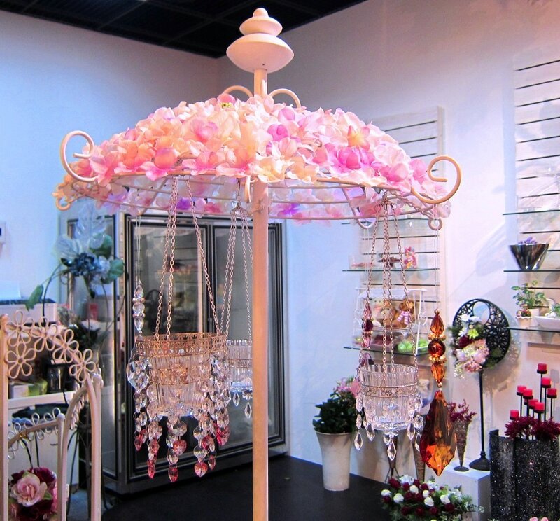 Flower-adorned Chandelier Stand