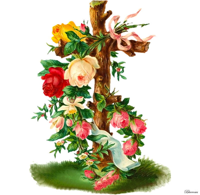 Flower-adorned Cross — Green, Serene