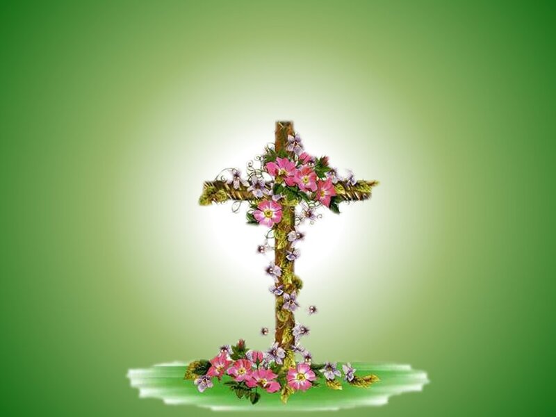 Flower-adorned Cross — Green