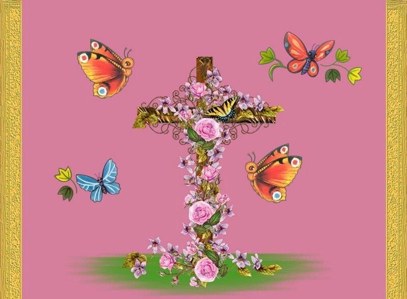 Flower-adorned Cross — Pink