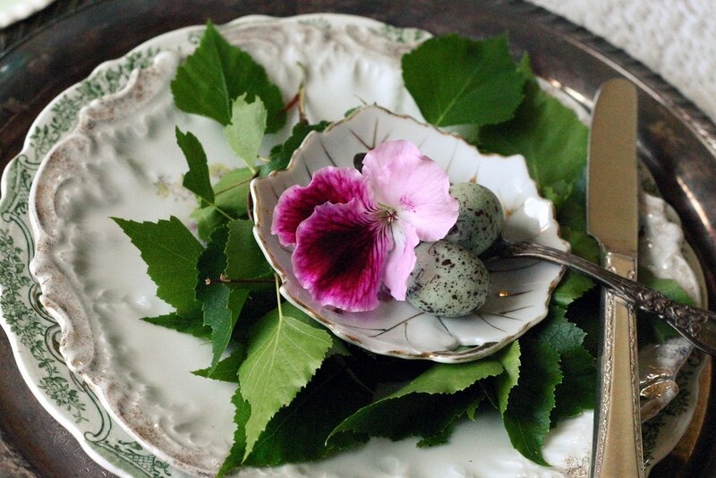 Flower and Eggs on Plate