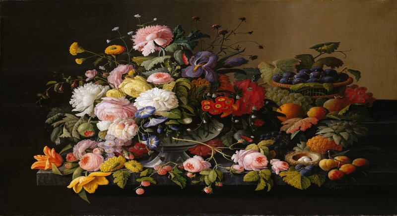 Flower and Fruit Arrangement — Black