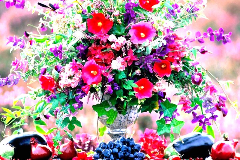 Flower and Fruit Arrangement — Purple