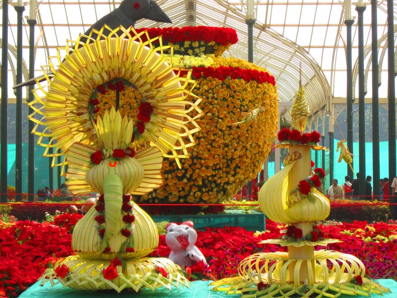 Flower and Palm Leaf Sculptures
