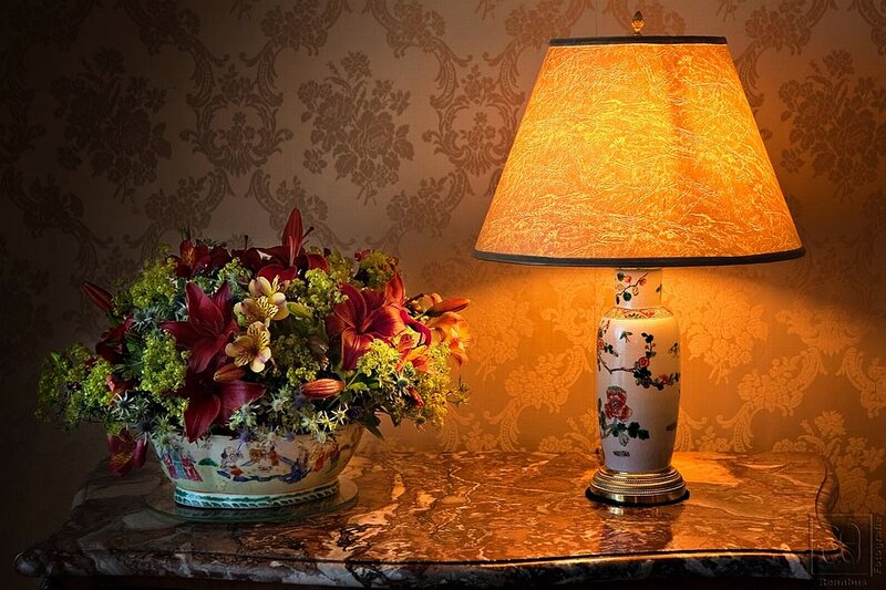 Flower Arrangement and Lamp — Gold