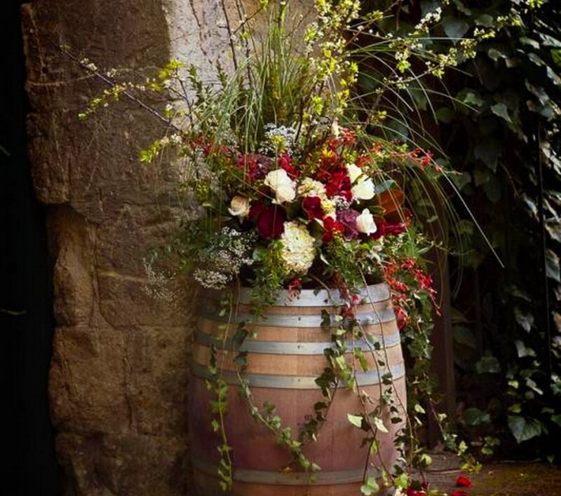 Flower Arrangement in Barrel — Brown