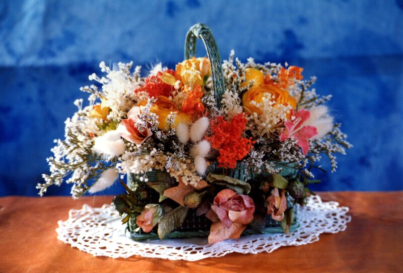 Flower Arrangement in Basket — Blue