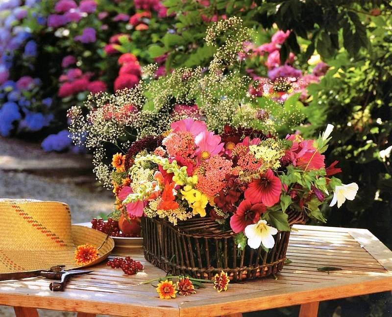 Flower Arrangement in Basket — Pink, Serene