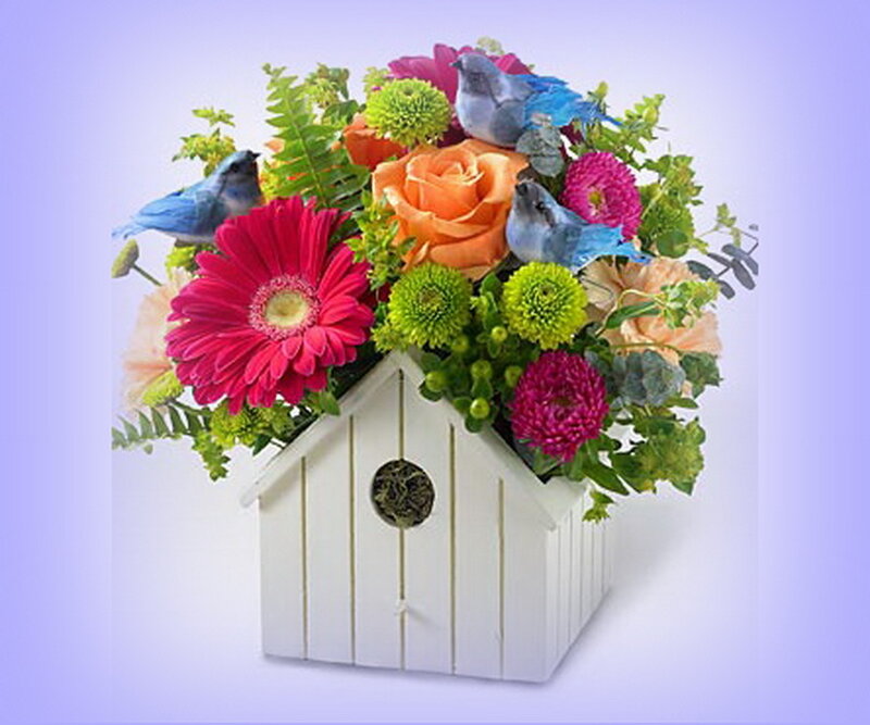 Flower Arrangement in Birdhouse