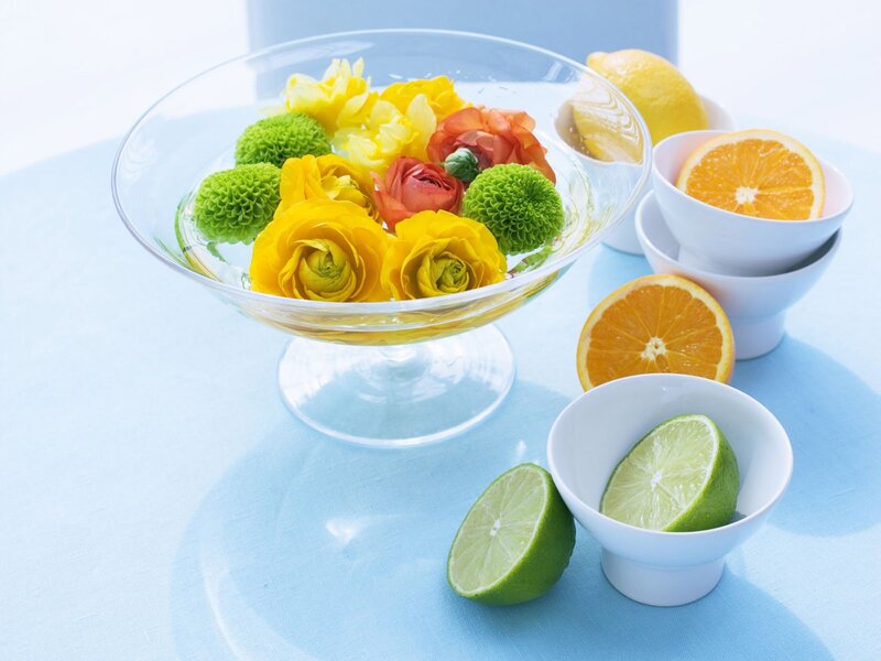 Flower Arrangement in Bowl — Blue