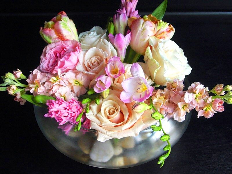 Flower Arrangement in Bowl — Pink