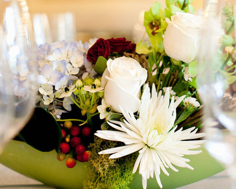 Flower Arrangement in Bowl — White, Elegant