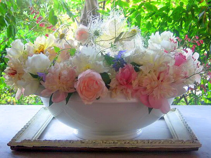 Flower Arrangement in Bowl — White