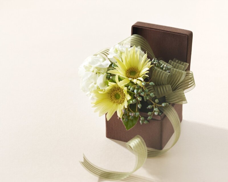 Flower Arrangement in Box — Brown