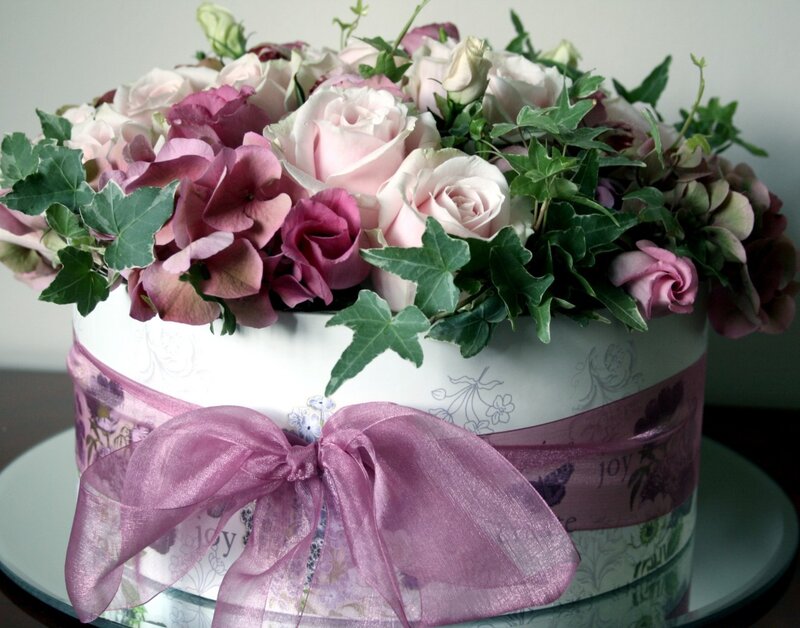 Flower Arrangement in Box — Pink, Elegant