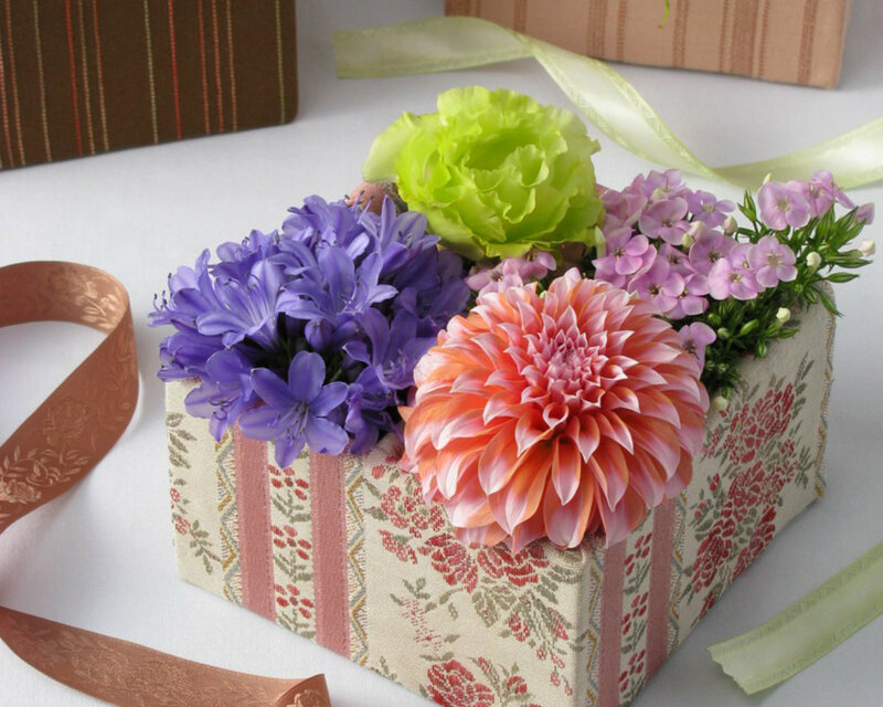 Flower Arrangement in Box — Purple
