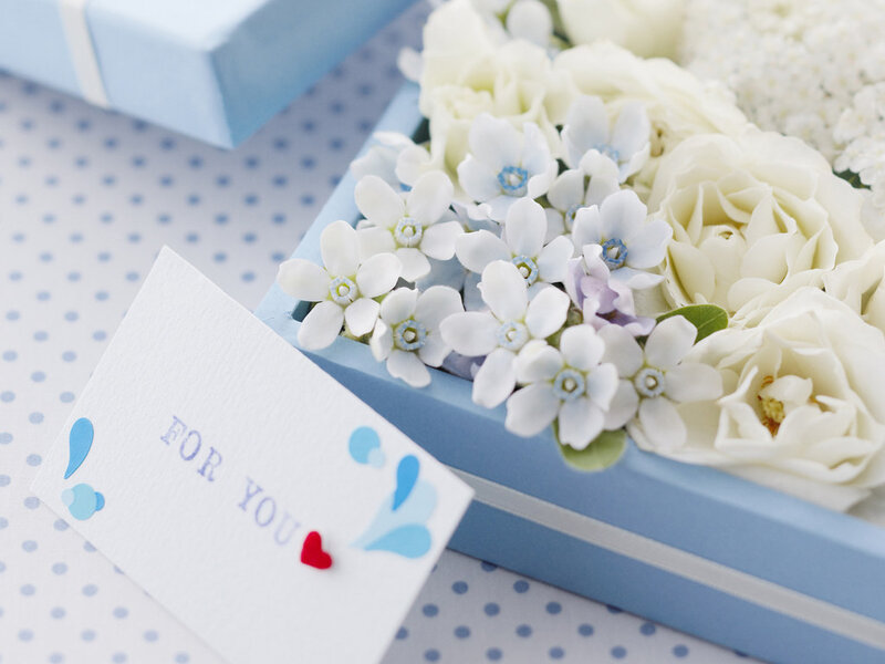 Flower Arrangement in Box — White