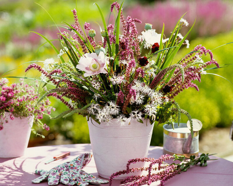 Flower Arrangement in Bucket — Pink, Serene