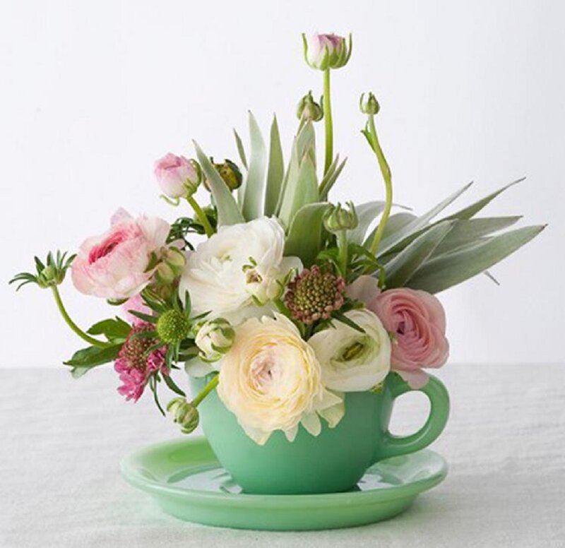 Flower Arrangement in Cup — Green, Serene