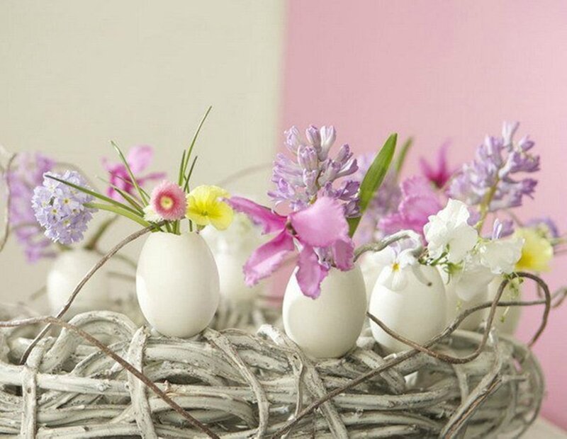 Flower Arrangement in Egg Vases