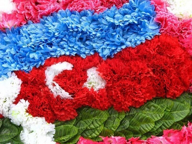 Flower Arrangement in Flag