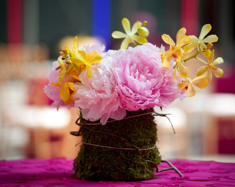 Flower Arrangement in Moss Vase